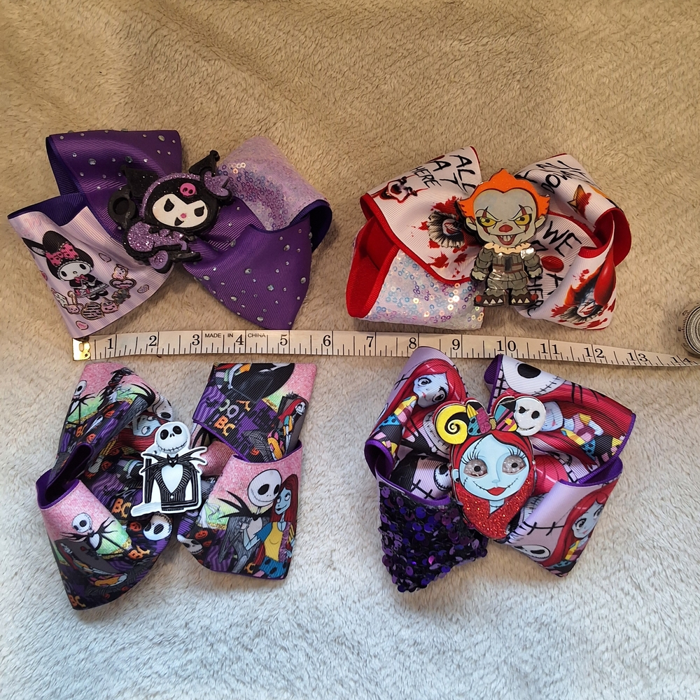 Colorful Halloween Character Hair Bows Set